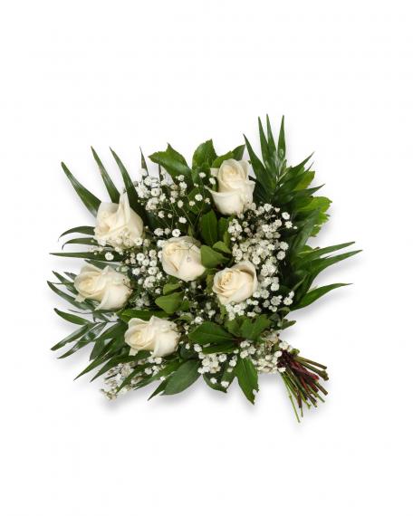 Ramo de 6 rosas blancas 1