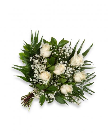 Ramo de 6 rosas blancas 2