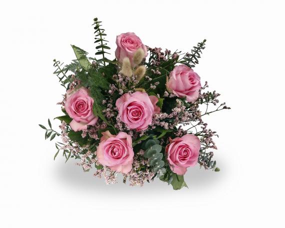 bouquet de 6 rosas rosas detalle 1