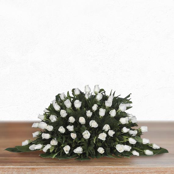 Abanico de 40 rosas blancas