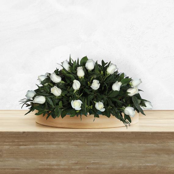 Centro de 20 rosas blancas