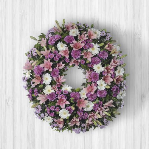 Corona rosada de flor silvestre medium