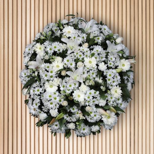 Medallón de flor variada blanca