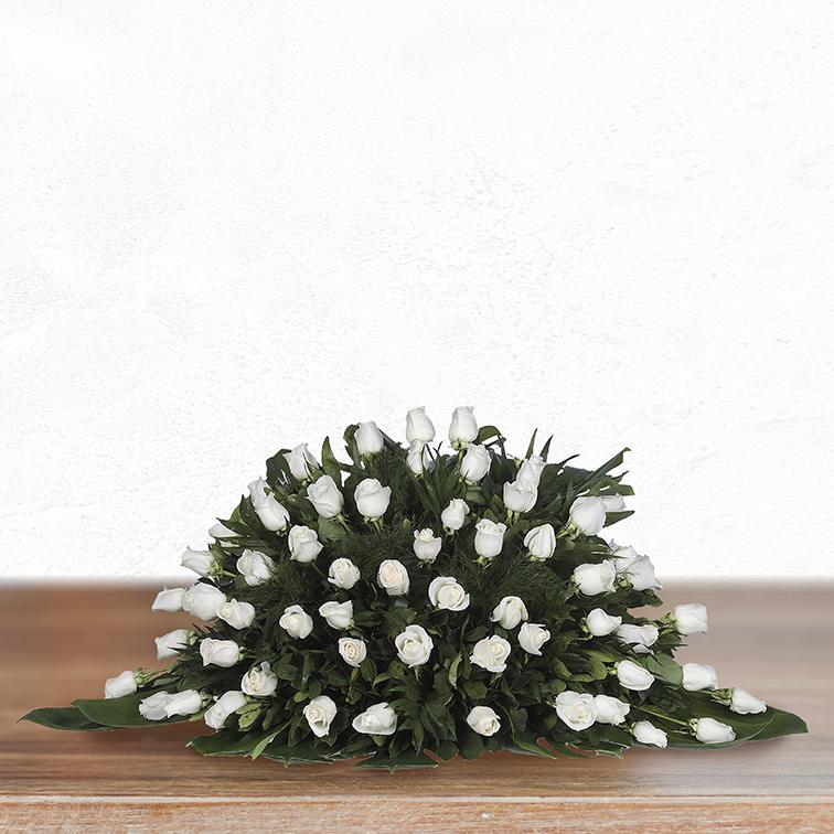 Abanico de 40 rosas blancas