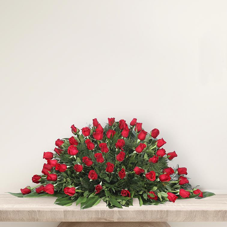 Abanico de 40 rosas rojas