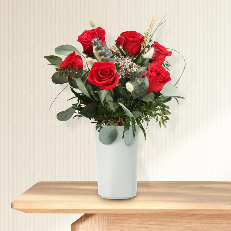 bouquet de 6 rosas rojas 