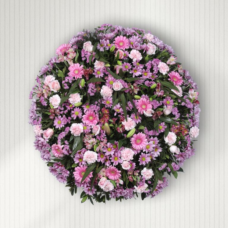 Medallón de flor variada rosada